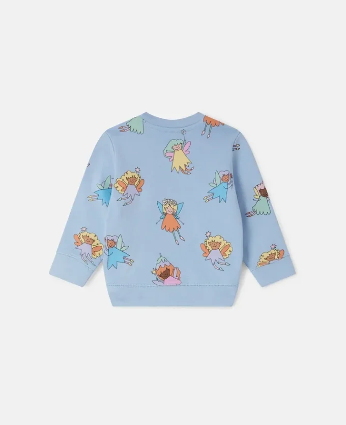 Sweatshirt med rund hals och älvtryck Sweatshirt med rund hals och älvtryck