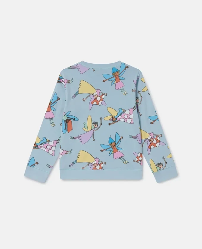 Sweatshirt med rund hals och älvtryck Sweatshirt med rund hals och älvtryck