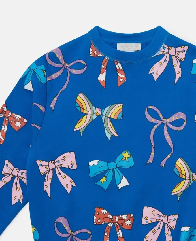 Sweatshirt med rund hals och rosetttryck