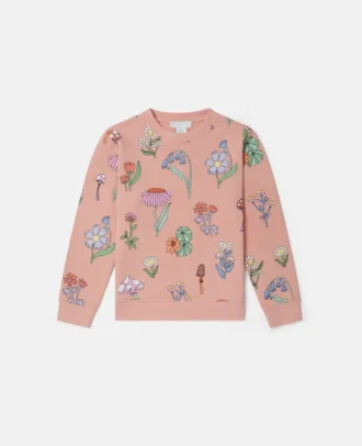 Sweatshirt med rund hals och skogsprint