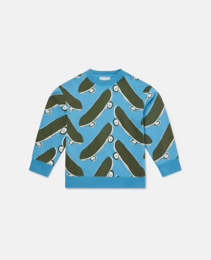 Sweatshirt med skateboardtryck