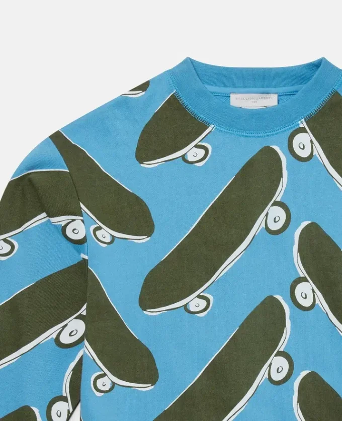 Sweatshirt med skateboardtryck