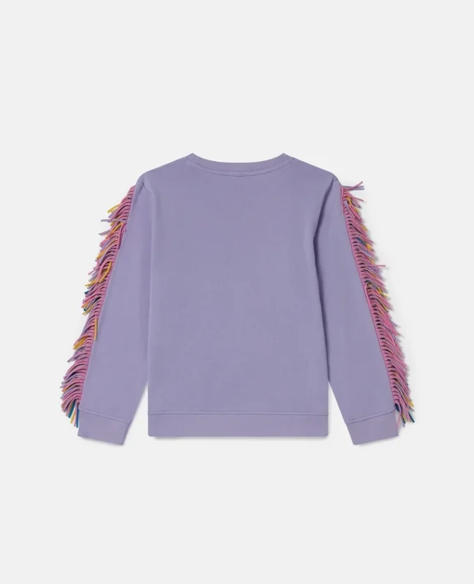 Sweatshirt med stjärngrafik och fransar
