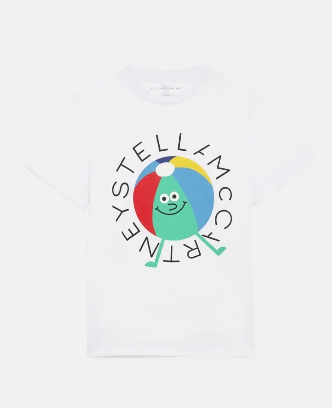 T-shirt i bomull med strandboll-logotyp T-shirt i bomull med strandboll-logotyp