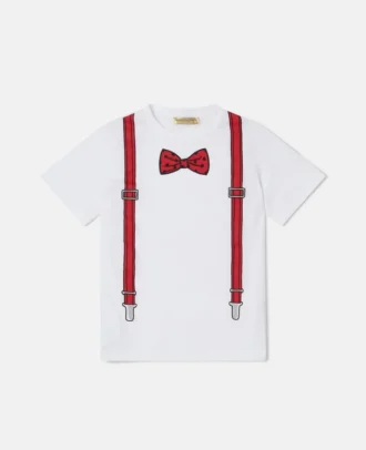 T-shirt med fluga- och hängslenmönster