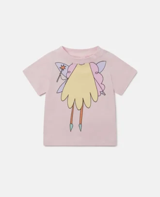 T-shirt med älvmotiv och rund halsringning