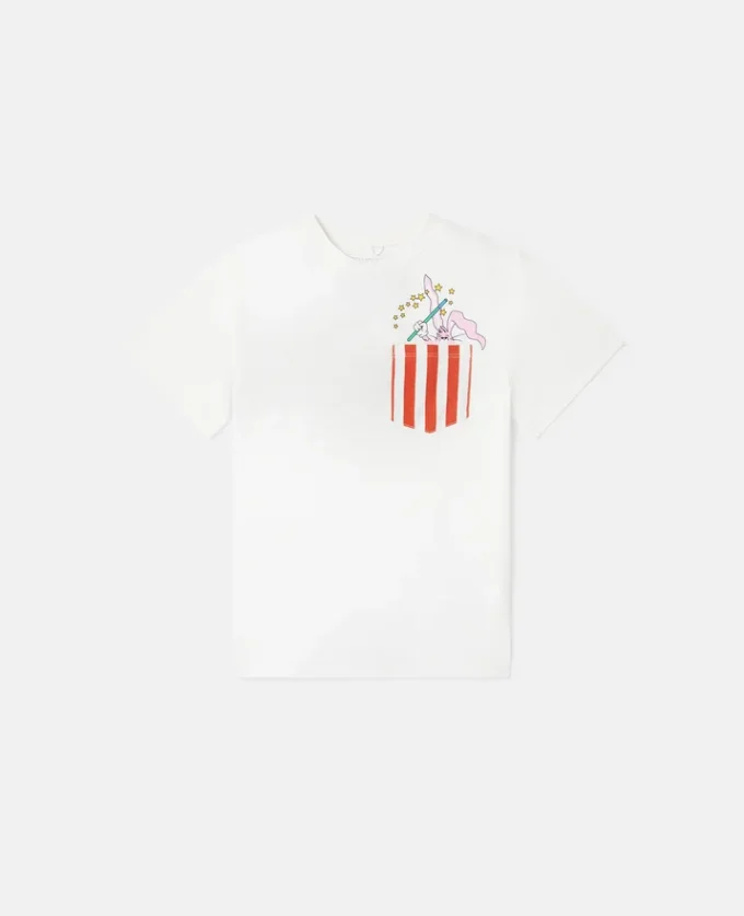 T-shirt med rund hals och tryck av magiska kaniner T-shirt med rund hals och tryck av magiska kaniner