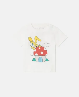T-shirt med rund hals och tryck av magiska kaniner