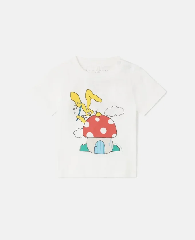 T-shirt med rund hals och tryck av magiska kaniner T-shirt med rund hals och tryck av magiska kaniner