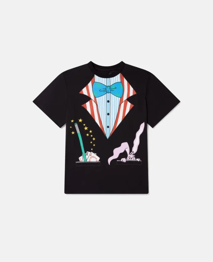 T-shirt med rund hals och tryck av magiska kaniner T-shirt med rund hals och tryck av magiska kaniner