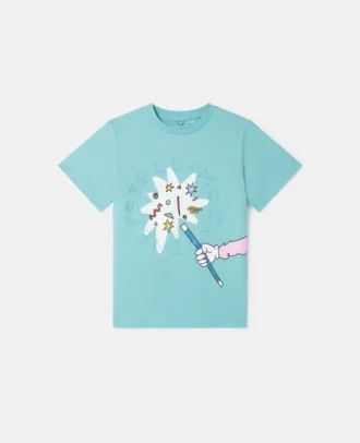 T-shirt med rund hals och tryck av magiska kaniner