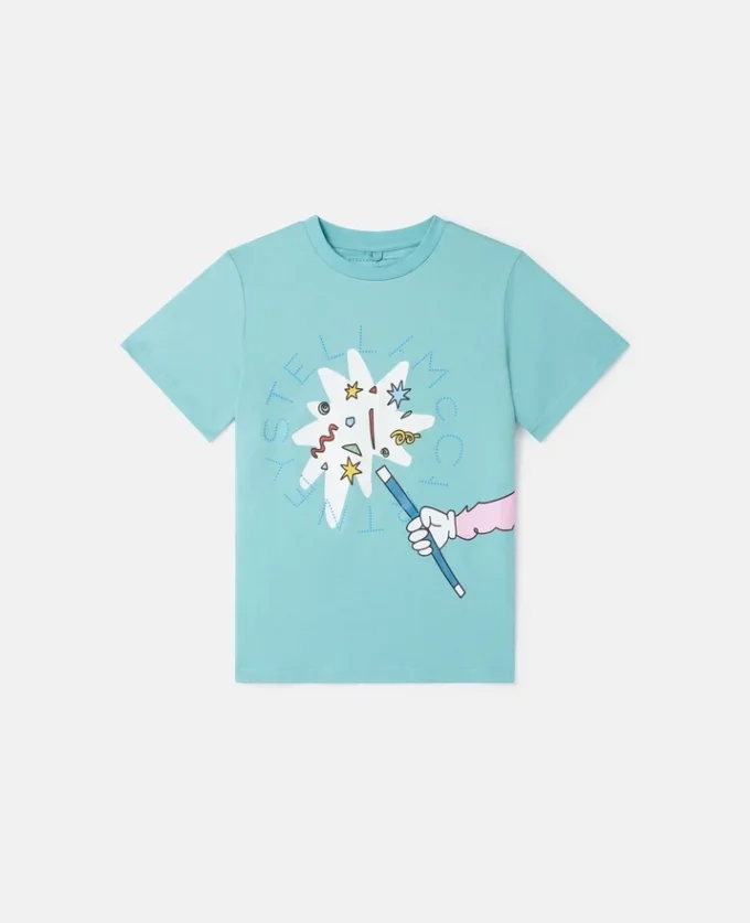 T-shirt med rund hals och tryck av magiska kaniner T-shirt med rund hals och tryck av magiska kaniner
