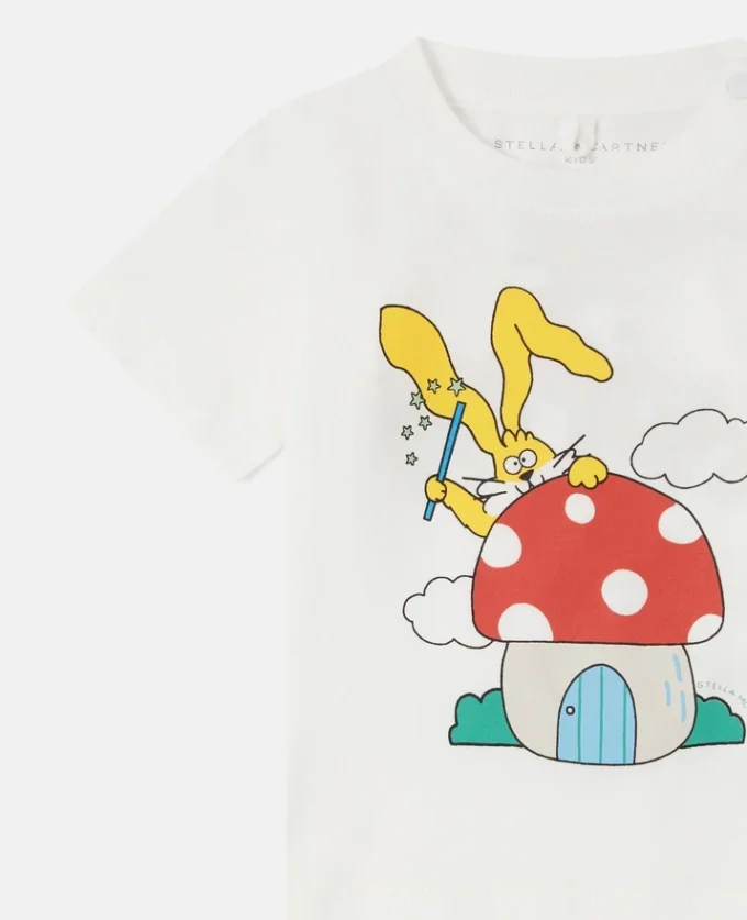 T-shirt med rund hals och tryck av magiska kaniner T-shirt med rund hals och tryck av magiska kaniner