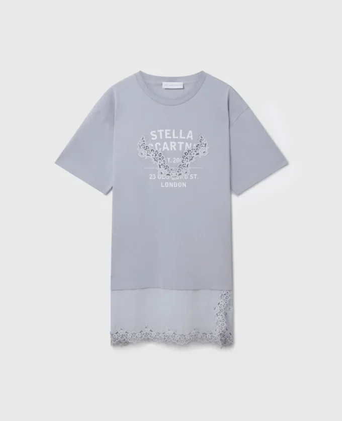 T-shirtklänning med spetsinsatser T-shirtklänning med spetsinsatser