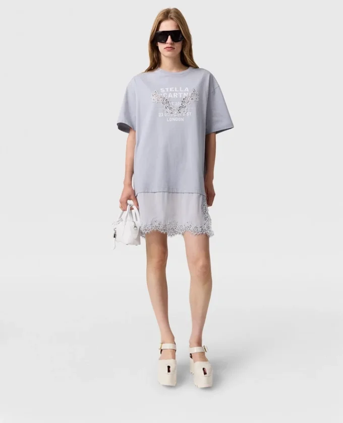 T-shirtklänning med spetsinsatser T-shirtklänning med spetsinsatser