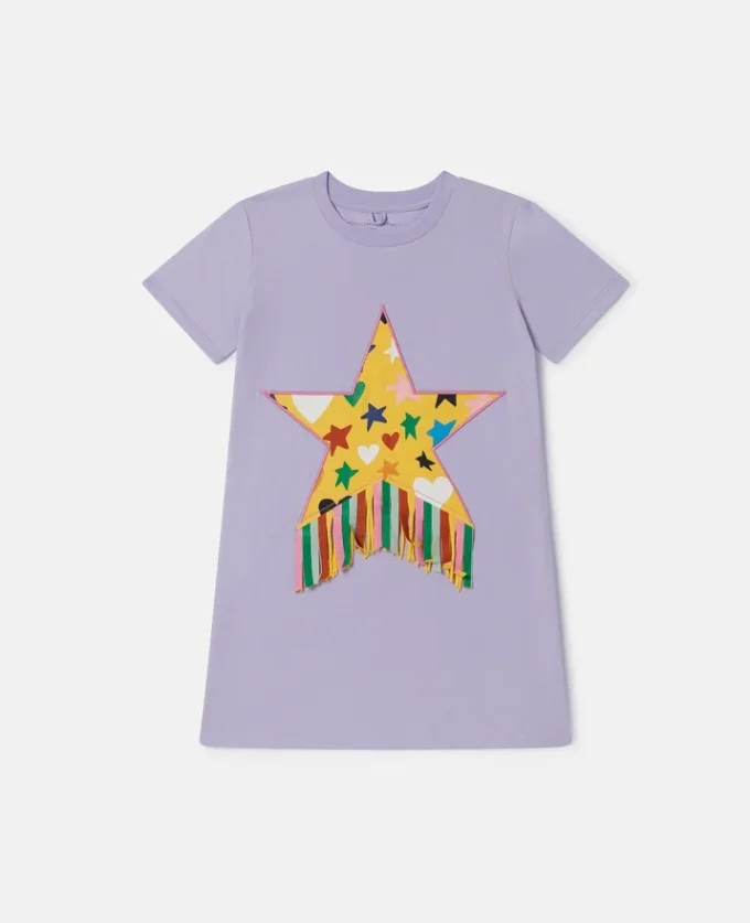 T-shirtklänning med stjärngrafik och fransar T-shirtklänning med stjärngrafik och fransar