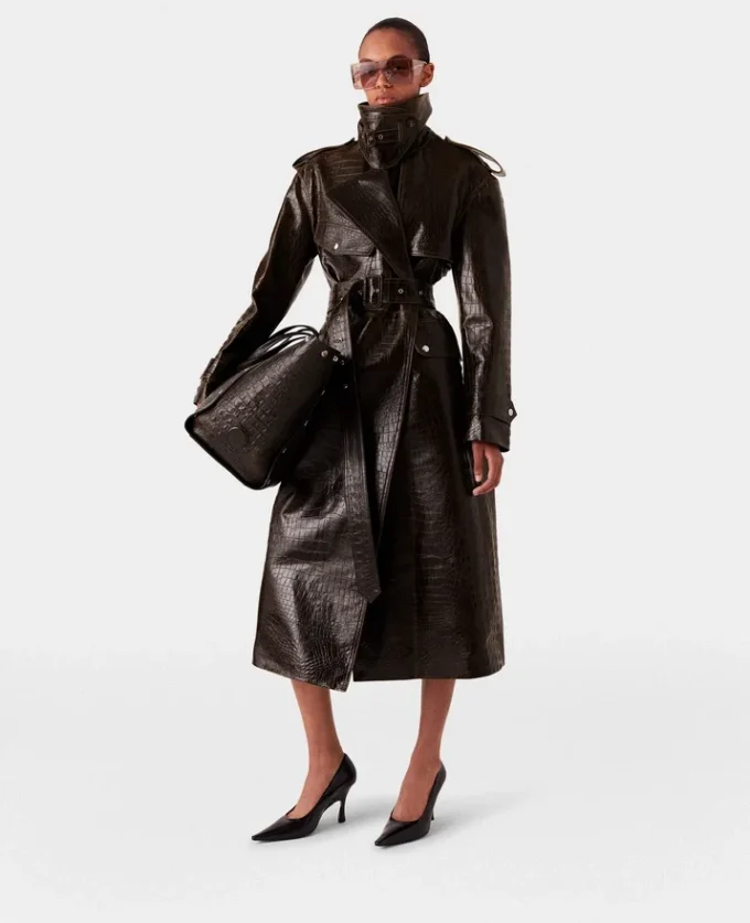 Trenchcoat med krokodilmönster