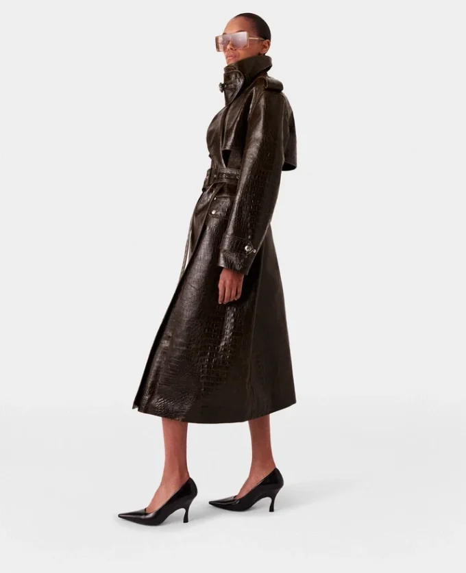 Trenchcoat med krokodilmönster