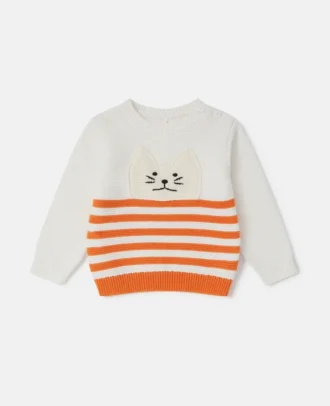 Tröja med broderad kattmotiv