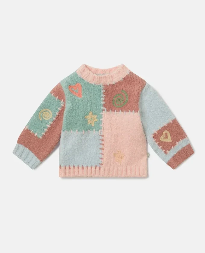 Tröja med rund hals och broderat motiv