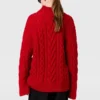 Tröja med snörda ärmar och kabelstickad turtleneck Tröja med snörda ärmar och kabelstickad turtleneck