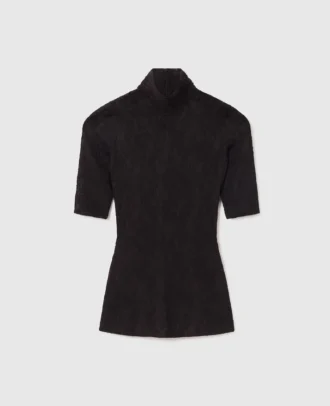 Turtleneck-top med spets och 3/4-ärmar