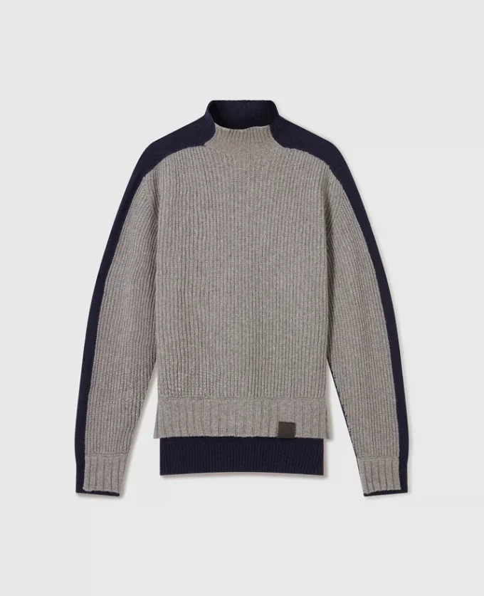 Turtleneck-tröja med kontrastpanel