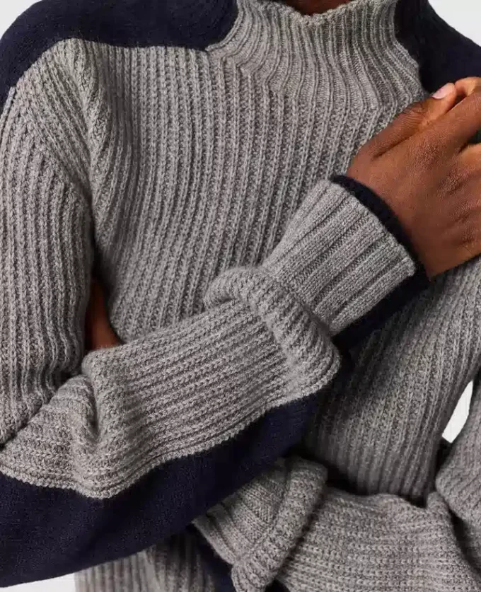 Turtleneck-tröja med kontrastpanel