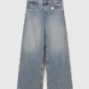 Vintage-tvättade jeans med vida ben Vintage-tvättade jeans med vida ben