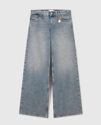 Vintage-tvättade jeans med vida ben
