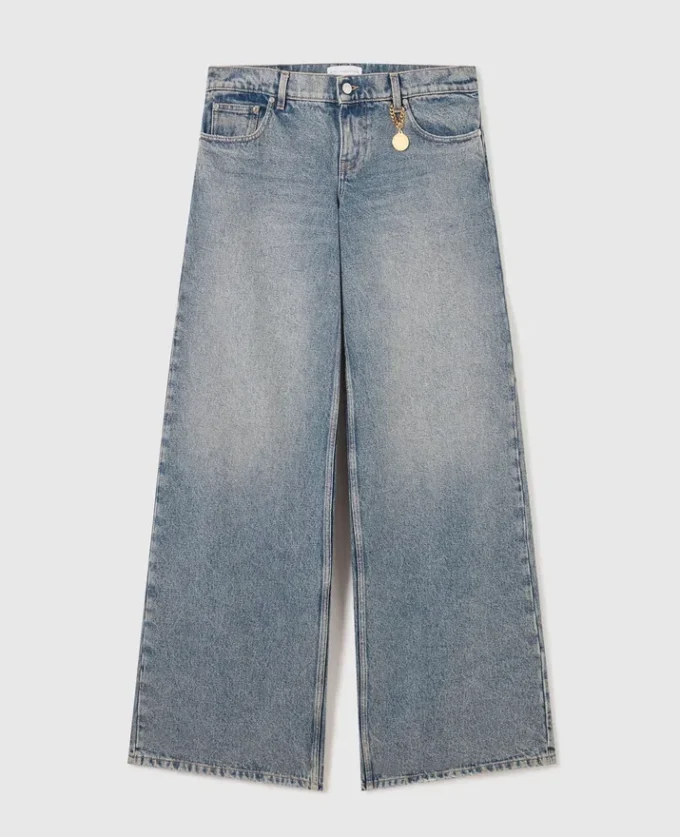 Vintage-tvättade jeans med vida ben Vintage-tvättade jeans med vida ben