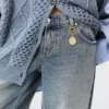 Vintage-tvättade jeans med vida ben Vintage-tvättade jeans med vida ben