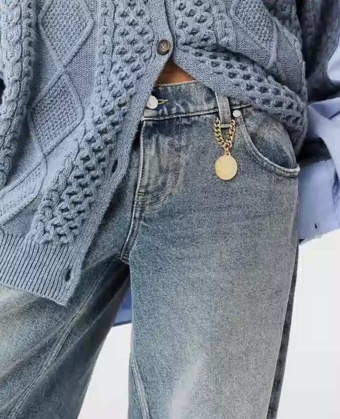 Vintage-tvättade jeans med vida ben Vintage-tvättade jeans med vida ben