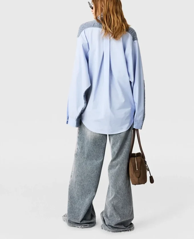 Vintage-tvättade jeans med vida ben Vintage-tvättade jeans med vida ben