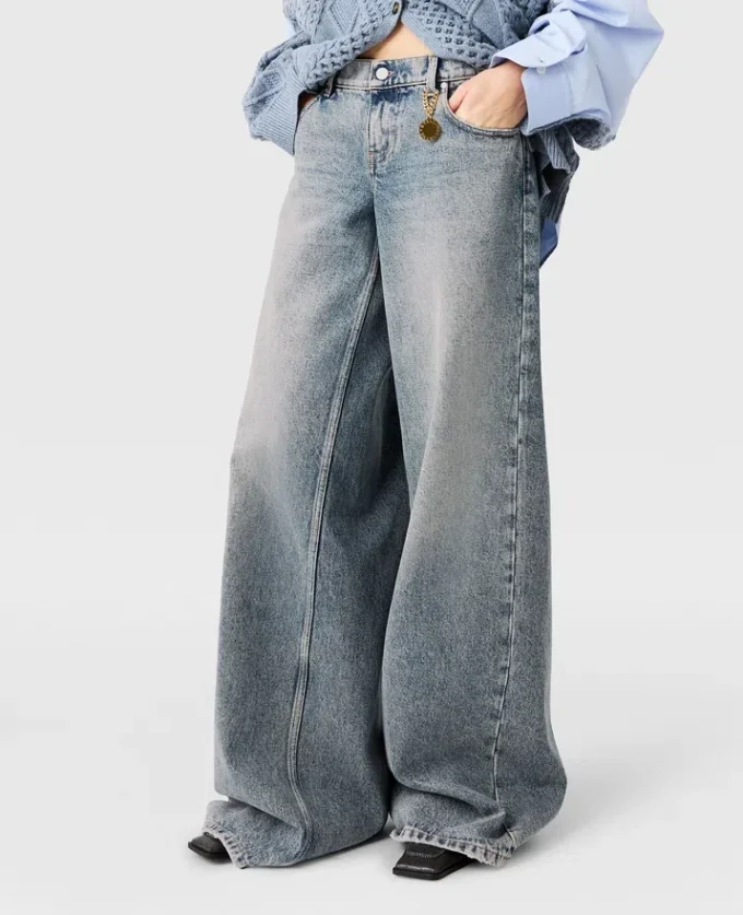 Vintage-tvättade jeans med vida ben Vintage-tvättade jeans med vida ben