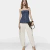 Vintage Wash Denim Bustier Top