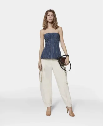 Vintage Wash Denim Bustier Top