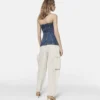 Vintage Wash Denim Bustier Top
