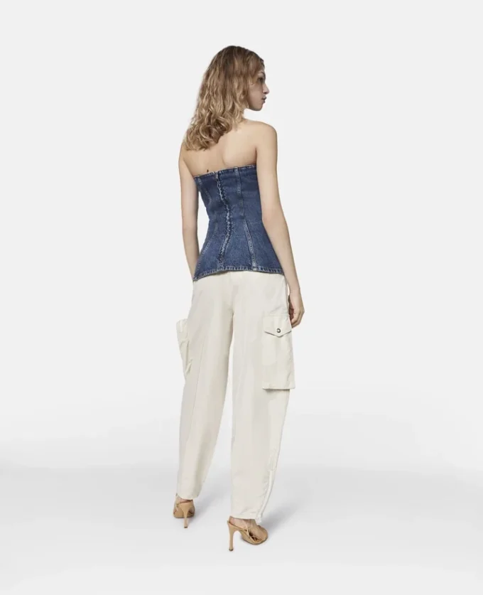 Vintage Wash Denim Bustier Top