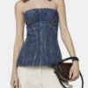 Vintage Wash Denim Bustier Top
